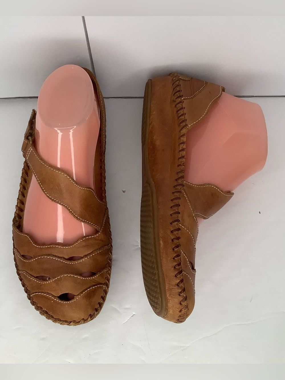 PIKOLINOS Puerto Vallarta Brown Leather Women's Moccasin Shoes Sz 38/7.5 Boho